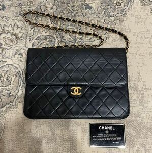 CHANEL シャネル　ショルダーバッグ　シングルフラップ　マトラッセ　黒