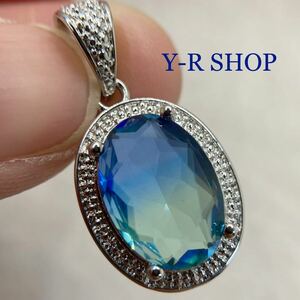  liquidation price *bai color tourmaline manner color stone. classical design pendant top * lady's necklace silver 925 stamp new goods gem Y-R