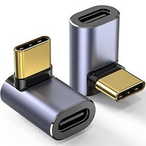 2個_タイプ1 タイプC L字 USB C 変換アダプタ 2個 Type Cオスメス 90度 直角 40Gbps高速転送 5A急速充電100W 8K@60Hz映像出力 wuernine