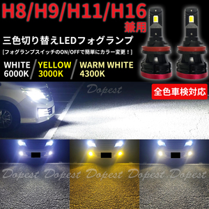 LEDフォグランプ H11 三色 エクストレイル T32系 H25.12～H29.5