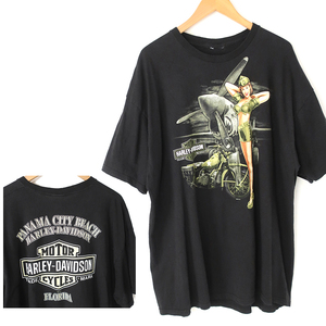 HARLEY-DAVIDSON Tシャツ US ARMY 空軍パイロットレディ 3Dプリント 黒 XL