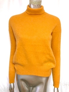  two point and more free shipping!2A18 YANUK Yanuk cashmere 100%ta-toru neck long sleeve rib knitted sweater tops yellow mustard 