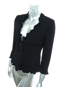  two point successful bid free shipping! M510 cleaning settled MOGA Moga black long sleeve blouse 2 lady's tops black Bigi B