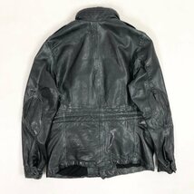 ▲【古着】DIESEL ディーゼル フード付き レザー ジャケット ライダーズ アウター 本革 羊革 Sサイズ 黒 ブラック メンズ 1.28㎏_画像2