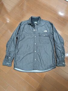 THE NORTH FACE ノースフェイス 長袖シャツ L グレー NR72130 ロングスリーブナイロンデニムヌプシシャツ