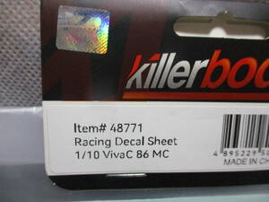 未使用未開封品 Killerbody 48771 RACING DECAL SHEET SET FOR 1/10 RC Viva 86 MC