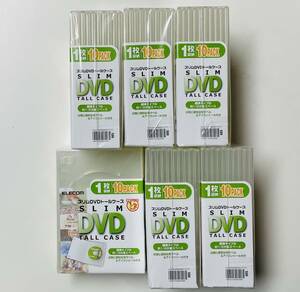 e1★新品未開封 エレコム★ スリム DVD トールケース 計60枚（10枚×6セット）/ 1枚収納 スリムタイプ / W136×D7×H191㍉ / クリア 透明