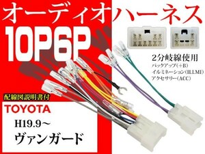 送料無料ナビ取り付け　変換ケーブル　社外ナビ　/トヨタ10P6Pオーディオハーネス配電図付AO1-ヴァンガード