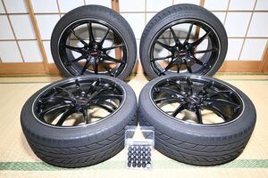 【美品】RAYS VOLKRACING G25 4本セット 19×8J+48 専用ロックナットセット サマータイヤ付