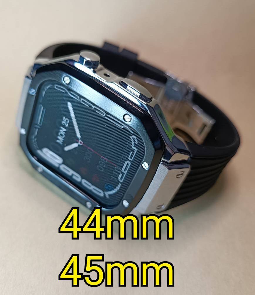 44mm 45mm シルバーxブラック Zモデル apple watch カスタム 金属