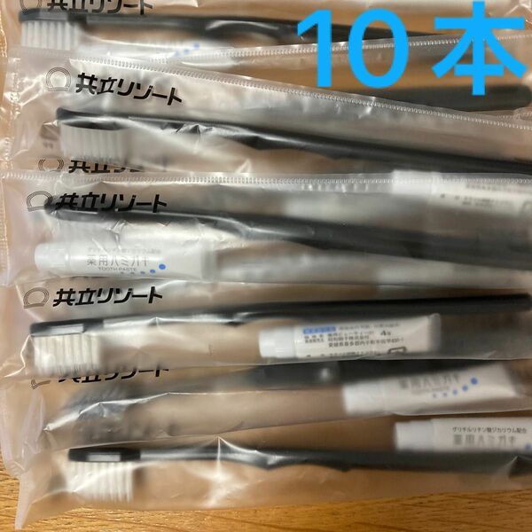 共立リゾートホテル歯ブラシ10本　ホテルアメニティ使い捨て歯ブラシ　歯磨き粉付き　旅行　携帯歯ブラシ　遠征　海外出張　来客お泊まり