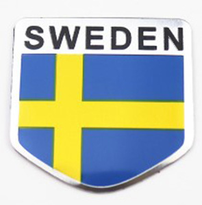 スウェーデン国旗 アルミ エンブレム ステッカー デカール アクセサリ カスタム VOLVO ボルボ SAAB S40 v40 V50 V60 V70 xc40 XC60 S80 C70