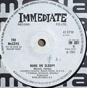 The McCoys-Hang On Sloopy★英Immediate Orig.7&#34;/マト2