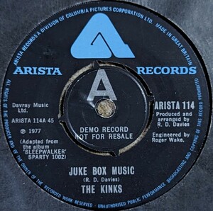 The Kinks-Juke Box Music★英Orig.デモAラベ7&#34;/マト&マザー1