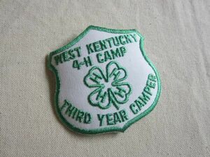 ビンテージ WEST KENTUCKY 4 H CAMP ウェスタンケンタッキー キャンプ 3年目 キャンパー ワッペン/パッチ USA 古着 アメカジ Z01