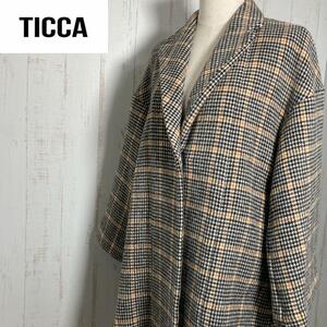 【美品】TICCA ティッカ ロングコート 千鳥柄 タータンチェック ウール