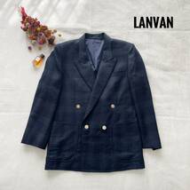 上品☆高級　定価8万　ランバン　LANVIN　テーラードジャケット　ウール　ネイビー　グリーン　S　2ボタン_画像1