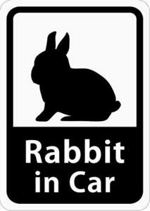 Rabbit in Car 「うさぎ（ネザーランド・ドワーフ）」 車用ステッカー (マグネット) s28