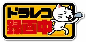 Isaac Trading ドライブレコーダー録画中 ステッカー 猫イラスト シール ドラレコ 耐水・耐候 144x67mm