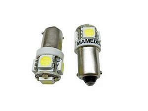 まめ電(MAMEDEN) BA9s G14 LED 5050SMD ピン角180°シングル 3チップ 2個セット (ホワイト)