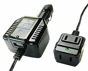 ウイルコム インバーター 車用 シガーソケット ダイレクト 20W AC2口+USB DC12V/AC100V AEM033