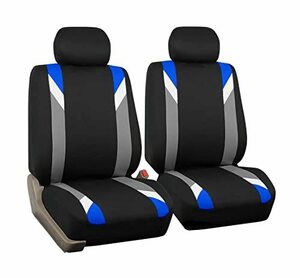 FHグループ(FH Group International) 車用 バケットシートカバー ブルー/グレー ユニバーサルフィット エアバッグ対応 2枚セット