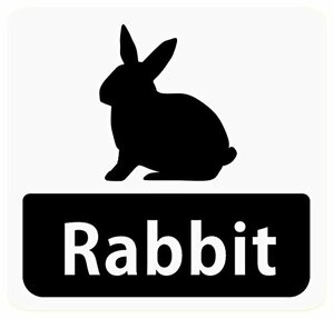 Rabbit in Car 「うさぎ」 Square Type 車用ステッカー (マグネット) (ホワイト) (9.9cm×10.5cm) q07
