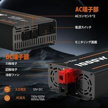 LiTime 12V1000W 純正弦波 インバーター 正弦波2000W(瞬間出力) DC12V AC100V変換 60Hz 太陽光発電 カーインバーター ハイブリッド_画像5