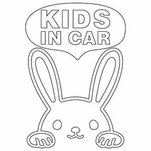 nc-smile のぞき見ステッカー うさぎ ウサギ rabbit 「KIDS IN CAR」 (ホワイト)