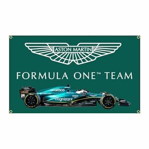 「アストン・マーチンF1フォト」特大フラッグ・旗バナー約150ｃｍ×90ｃｍのビックサイズでお部屋・ガレージの装飾に最適！アメリカ雑貨・