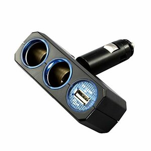 槌屋ヤック 車内用品 ソケット分配器 リングライトソケット ディレクションツイン+USB 2.4A PZ-706