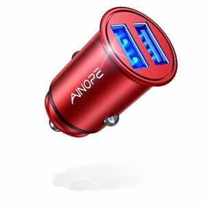 【2023超ミニデザイン】AINOPE シガーソケット usb【全金属/軽量】カーチャージャー 車 充電器 USB 2ポート 4.8A 24W 12V/24Vに対応