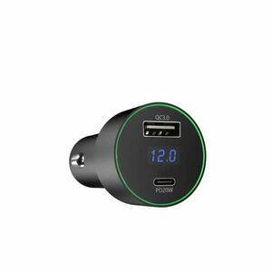 【2022 新 2ポート同時急速充電 リアルタイム電圧表示】USB-c USB 38W カーチャージャー [QC3.0/PD 20W 付き] 車