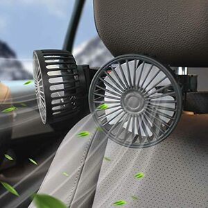 OKAHITA 車用扇風機 双頭車のファン USB扇風機 ユニバーサルカー後部座席の使用 角度調節可能 3段階風量調節 約1.8m延長コード 低騒音