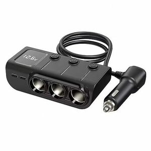 ZUKIDA 120W USB-C車載充電器 6 in 1車用充電アダプター12V/24V Type-CとPD36W USB充電ポート2個+QC3.0充電ポート1個 LED電圧表示 DC