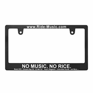 【新法規 車検対応品】 NO MUSIC, NO RICE ナンバーフレーム 1枚 ライセンスフレーム 艶消しブラック