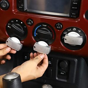 DIYUCAR 車 空調ノブボタンカバー 空調ノブ ボタントリムカバー 内装パーツ カー用品 アクセサリー アルミ合金 トヨタ FJクルーザーの画像3