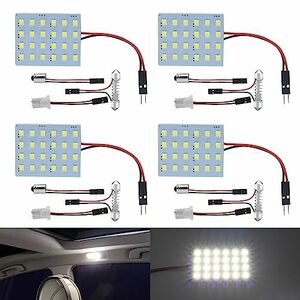 Ygmylandbb LED ルームランプ 車内灯 貨物灯 室内照明 12V 2835 T10-24連 ドームライト マップランプ ホワイト アダプター3種類