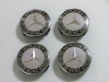 Mercedes Benz メルセデス ベンツ ホイール センターキャップ シルバー×ブラック 4個セット 75mm_画像1