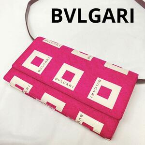 超希少　ブルガリ　3way クラッチバッグ　スクエアロゴ　ピンク　ショルダーバッグ　BVLGARI 