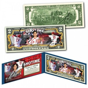 アメリカ 限定2ドル紙幣 大谷翔平 SHOHEI OHTANI Shotime サイン 法定通貨 限定品 USA 証明書&ホルダー付き 新品レア 送料込み 即決