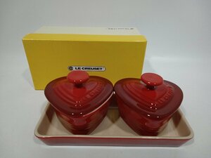 LE CREUSET ルクルーゼ プチ・ラムカンダムール・セット フタ付き チェリーレッド 箱付き [11-2] No.8284