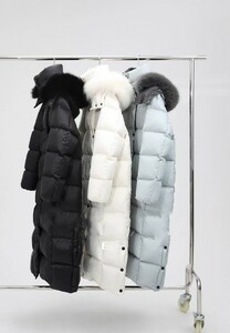 暖かい小さな暖炉！95 ホワイトグース女性用ダウンジャケット、防風、暖かい、取り外し可能なファーカラー、冬用