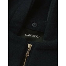 △ Simplicite シンプリシテェ 気分次第でスタイルチェンジ ウール混 ジップアップ フーディ コート M ネイビー (QY+0492)_画像5