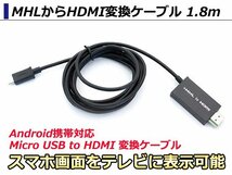 MHL⇒HDMIに変換ケーブル 1.8m microUSB (5PIN)からHDMI接続 テレビでスマホ 携帯画面出力 Samsung Galaxy Xperia アンドロイド Android_画像1