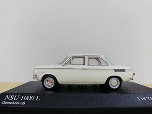 ■ PMA MINICHAMPSミニチャンプス 1/43 NSU 1000L 1964 ホワイト モデルミニカー　744台限定　希少ホワイトカラー