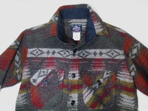 Johnson Woolen Mills ウール ジャガード シャツ 実寸 L ネイティブ柄 ＵSA製 ジョンソンウーレンミルズ CPO