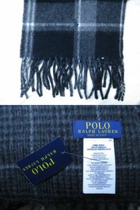 未使用品 POLO RALPH LAUREN ウール マフラー ツーフェイス チェック　 ポロ ラルフローレン　ポニー刺繍