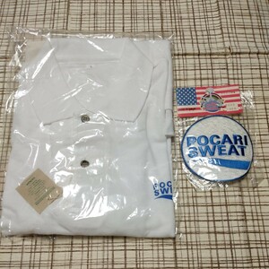 ① 当時物 タグ付き 非売品 ポカリスエット リペット ポロシャツ Ｌサイズ 白 Tシャツ ノベルティー グンゼ製 アイロンワッペン