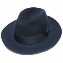 ボルサリーノ Borsalino 390299 アレッサンドリア ラビットファー フェルトハット／中折れハット ワイド (57) ネイビー 新品_画像1